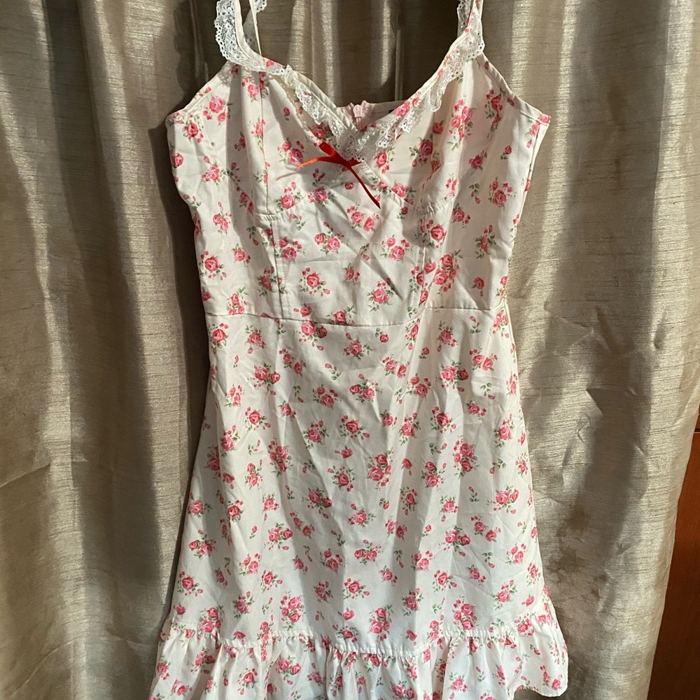 Floral Lace-Trimmed Dress